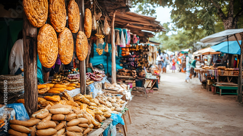 Guyanese Summer Market With Cassava Bread Indigenou