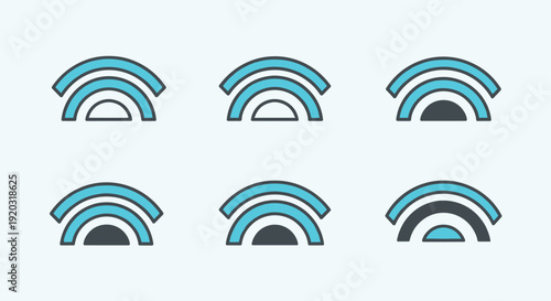 Six Rainbow Icons in Various Colors.