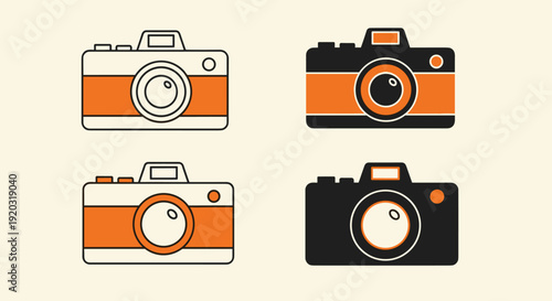 Set of Four Camera Illustrations.