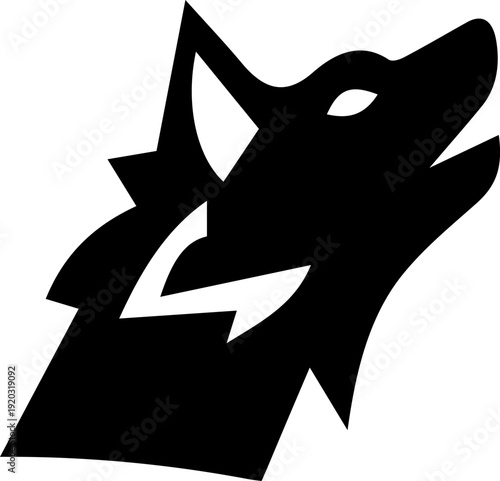 Bold wolf head silhouette icon in modern flat style, suitable for mascot logo, esports team, outdoor, adventure, or wildlife branding.