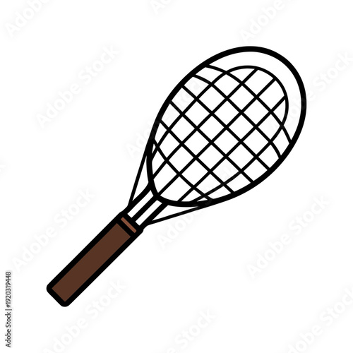 Tennis Racket Illustration on White Background, Front View, Sports Equipment