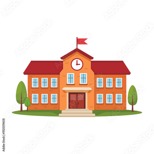 School building icon in cartoon flat style. Education house vector illustration on isolated background. College and institute sign business concept.