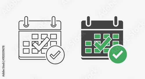 Calendar Icons with Checkmarks and Dates.