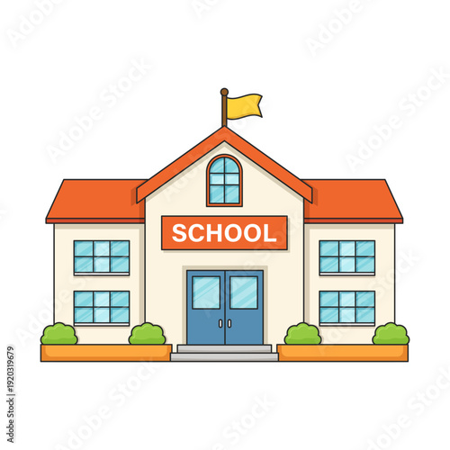 School building icon in cartoon flat style. Education house vector illustration on isolated background. College and institute sign business concept.