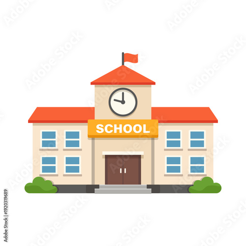 School building icon in cartoon flat style. Education house vector illustration on isolated background. College and institute sign business concept.