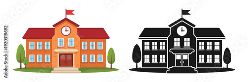 School building icon in cartoon flat style. Education house vector illustration on isolated background. College and institute sign business concept.