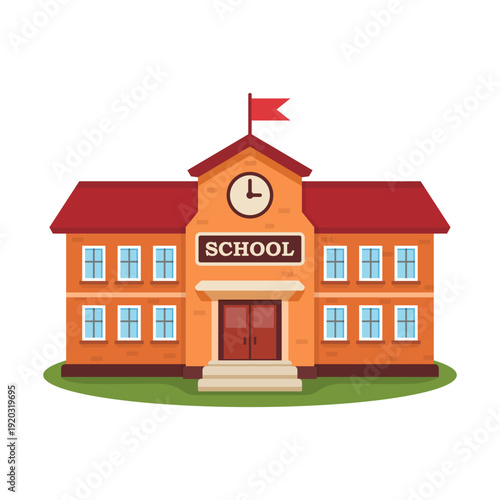 School building icon in cartoon flat style. Education house vector illustration on isolated background. College and institute sign business concept.