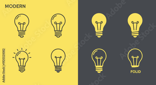 Light Bulb Icons Modern Simple Design.