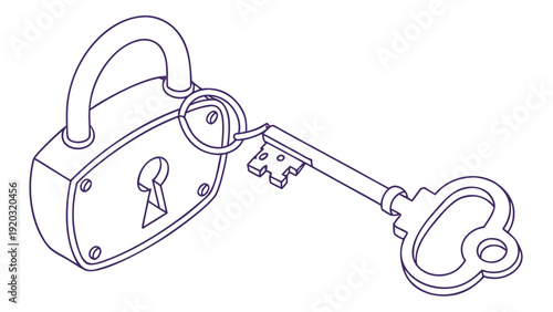 Key unlocking padlock symbolizing freedom and security