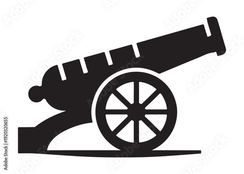 old cannon logo silhouette vector, army silhouette old cannon logo vector illustration, field gun logo vector silhouette, weapon military old cannon history logo vector silhouette on white background