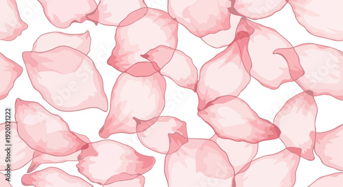 Delicate Pink Flower Petals Scattered Seamless Pattern.