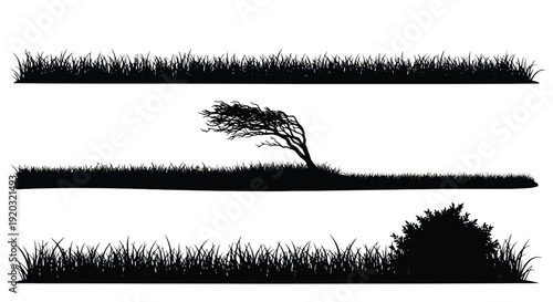 Silhouette Grass and Tree Collection.