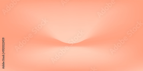 Abstract empty studio room background in a soft peach or pastel orange color. Clean, minimalist space with a gradient for product display