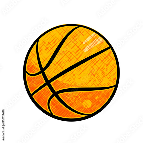 Basketball ball with hand drawn texture, vector illustration