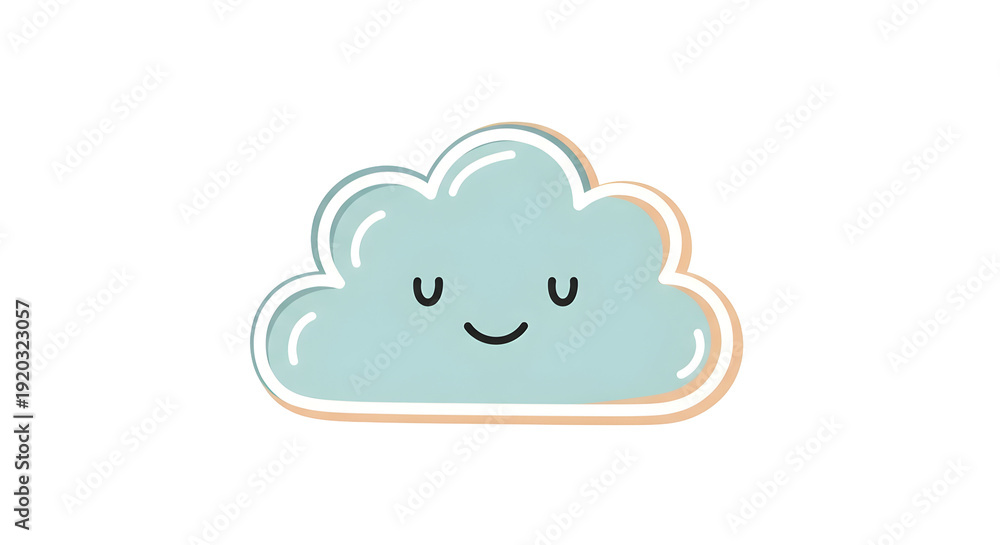 Obraz premium Cartoon cloud illustration with smiling face