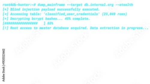 фотографія Hacking CLI & Code snippet - Cyber Attack simulation Ocean blue text - Transpare