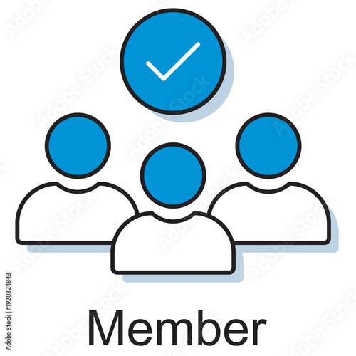 Member icon, Active Participant, Loyal Community Member, Registered User, Group Affiliate, vector