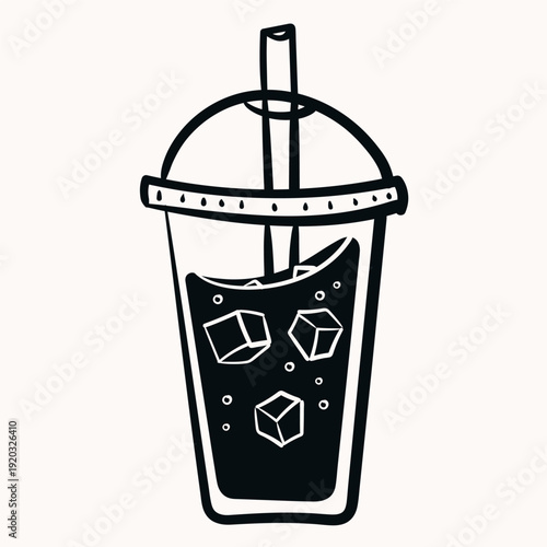 Hand drawn iced americano. Flat isolated vector illustration.