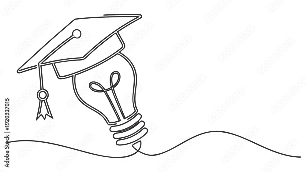 Obraz premium Graduation cap on lightbulb for innovative education ideas