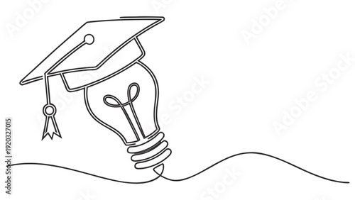 Graduation cap on lightbulb for innovative education ideas