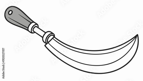 Scythe with wooden handle for harvesting crops