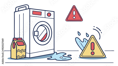 Warning signs of washing machine leak and milk spill