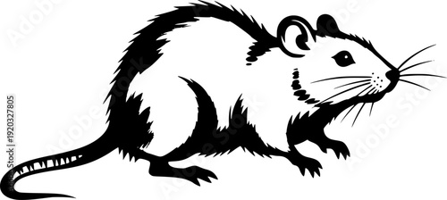 Minimalist sumi-e style illustration of a rodent with bold brush
