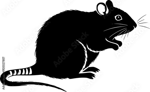Minimalist sumi-e style illustration of a rodent with bold brush
