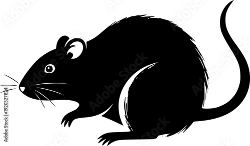 Minimalist sumi-e style illustration of a rodent with bold brush
