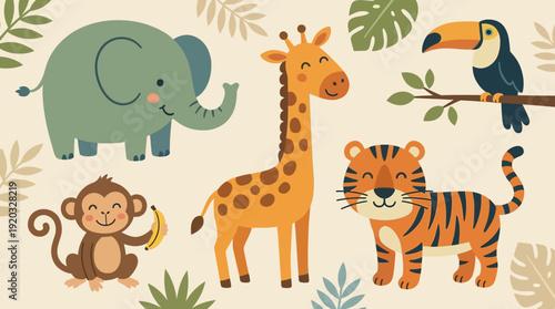 Jungle Adventure A Delightful Collection of Adorable Cartoon Safari Animals for Children
