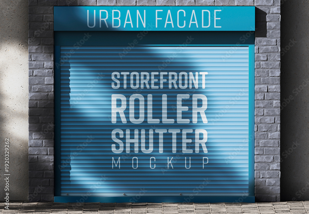 Shuttered Storefront Storefront Roller Shutter Mockup for Business Facade Branding Stock ...