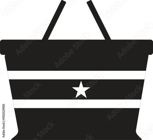 Minimalist vector illustration of a retail market basket