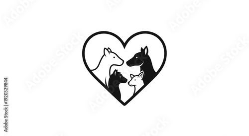 Black and white dog heart symbol.