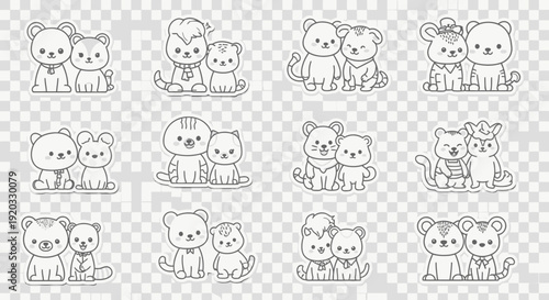 Cute cartoon cats and kittens together.