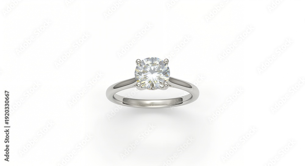 Naklejka premium Solitaire Diamond Ring Isolated on White Background