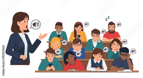 The Unheard Lecture A Teacher's Struggle to Engage a Classroom Full of Students Preoccupied with Smartphones and Digital Distractions