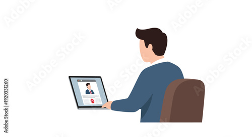 Professional man engaged in a crucial online video conference call from his home office, highlighting remote work trends and virtual business collaboration