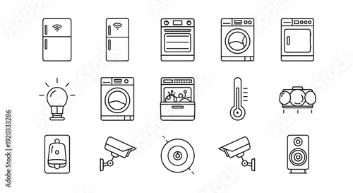 Smart Home Appliances Icons Set - Technology, IoT, Modern Lifestyle