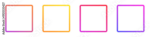 Floating multicolor neon square rings create abstract geometric shapes. Smooth gradient highlights enhance digital motion and futuristic energy. Perfect transparent PNG for banners, UI, and posters. P