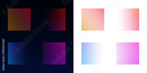 Neon gradient squares float in abstract geometric patterns. Iridescent colors blend smoothly with soft glowing edges. Perfect transparent PNG for futuristic banners and UI design.