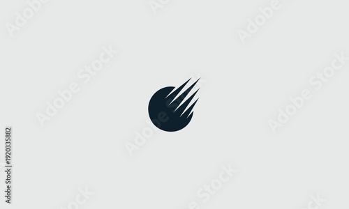Modern vector graphic design featuring a dynamic dark blue circular shape with sharp streaks, symbolizing speed, innovation, and rapid digital progress in business.
