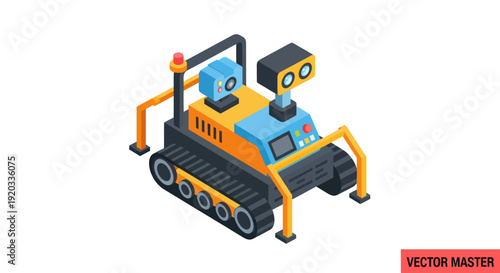 Robot Machine with Mechanical Arms and Tracks.