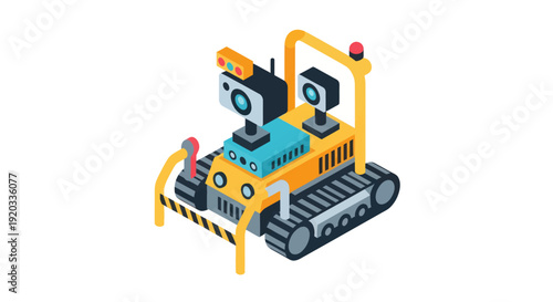 Robot Machine With Mechanical Components And Sensors.
