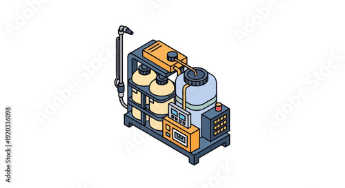 Industrial Machine Equipment with Pipes and Tanks.