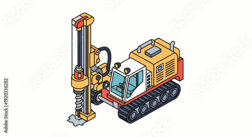 Drilling Machine Heavy Industry Equipment Illustration.