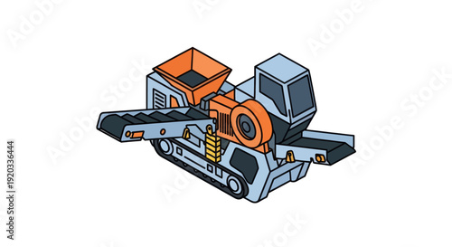 Crusher Machine Heavy Industry Equipment Illustration.