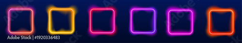 Floating neon frames with glowing gradient edges enhance modern digital designs. Dark backgrounds emphasize their luminous effect. Perfect for UI kits, banners, and creative visuals.