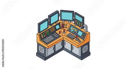 Control Room with Multiple Computer Monitors.