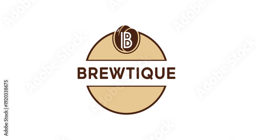 Stylized coffee bean with letter B in a brown circle logo, perfect for cafe, coffee shop, or beverage brands, isolated white background.