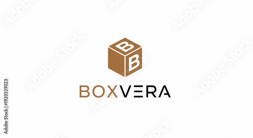 Three-dimensional brown cube logo with initial B, symbolizing packaging and logistics solutions, on an isolated white background.
